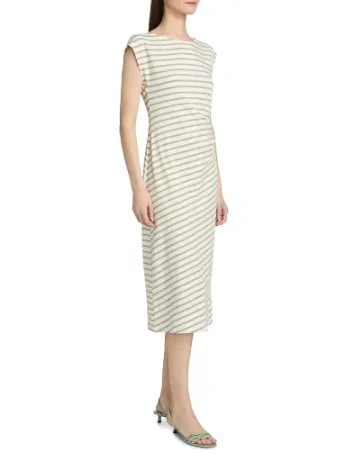 AG Jeans Women's Aja Striped Cotton-Blend Midi-T-Shirt Dress - Powder Spruce Green - Size XS | Thumbnail 4 AG Jeans Women's Aja Striped Cotton-Blend Midi-T-Shirt Dress - Powder Spruce Green - Size XS | Thumbnail 4