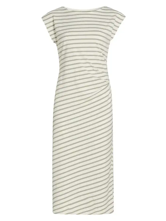 AG Jeans Women's Aja Striped Cotton-Blend Midi-T-Shirt Dress - Powder Spruce Green