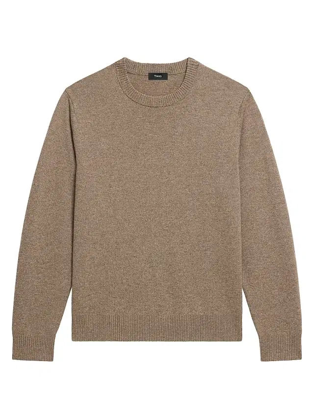 Theory Men's Hilles Cashmere Crewneck Sweater - Dark Feather Melange