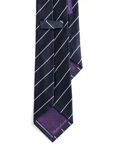 Ralph Lauren Purple Label Men's Striped Silk Tie - Dark Navy | Thumbnail 2 Ralph Lauren Purple Label Men's Striped Silk Tie - Dark Navy | Thumbnail 2