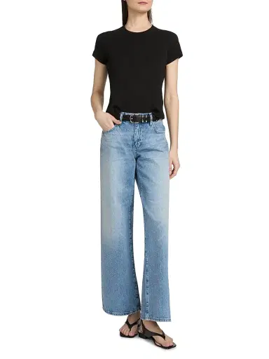 AG Jeans Women's Sadie Crewneck T-Shirt - Super Black - Size XS | Thumbnail 2
