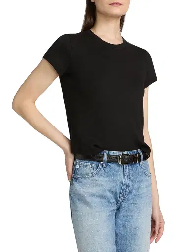 AG Jeans Women's Sadie Crewneck T-Shirt - Super Black - Size XS | Thumbnail 4