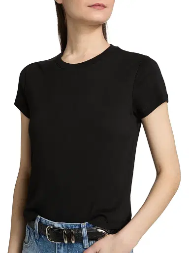 AG Jeans Women's Sadie Crewneck T-Shirt - Super Black - Size XS | Thumbnail 6