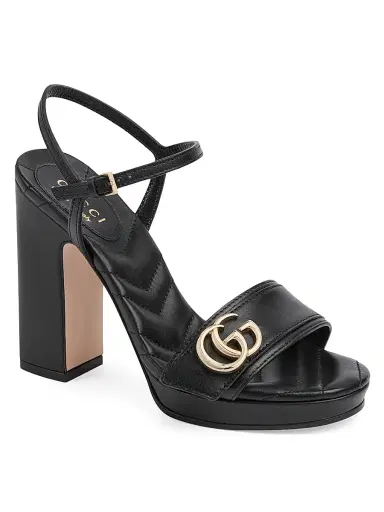 Gucci Women's New Marmont Leather Platform Sandals - Black - Size 12 | Thumbnail 2 Gucci Women's New Marmont Leather Platform Sandals - Black - Size 12 | Thumbnail 2