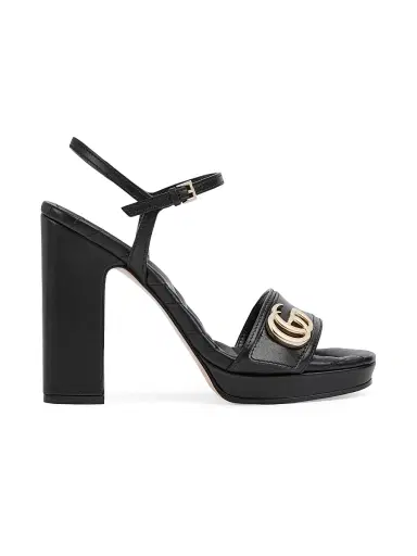 Gucci Women's New Marmont Leather Platform Sandals - Black - Size 12 | Thumbnail 1 Gucci Women's New Marmont Leather Platform Sandals - Black - Size 12 | Thumbnail 1