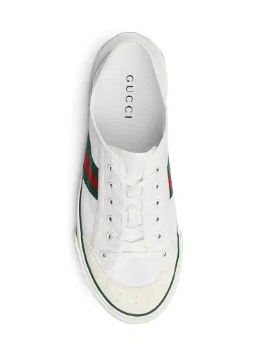 Gucci Men's Web Cotton Canvas Low-Top Sneakers - White - Size 14 | Thumbnail 4
