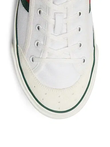 Gucci Men's Web Cotton Canvas Low-Top Sneakers - White - Size 14 | Thumbnail 5
