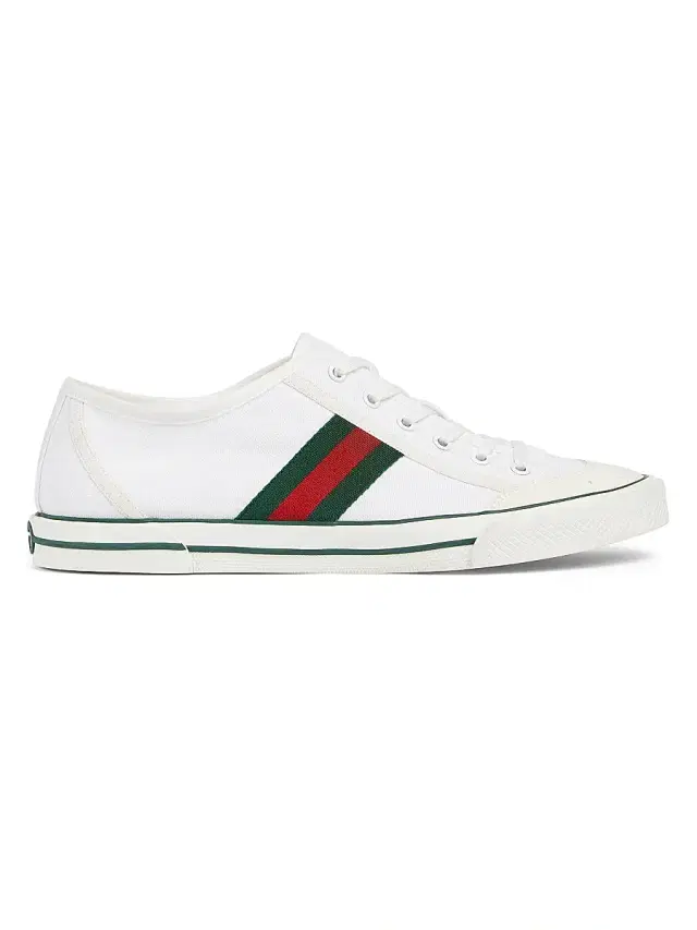 Gucci Men's Web Cotton Canvas Low-Top Sneakers - White