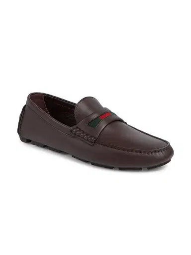 Gucci Men's Embroidered Web Leather Driving Loafers - Dark Brown - Size 5 | Thumbnail 2 Gucci Men's Embroidered Web Leather Driving Loafers - Dark Brown - Size 5 | Thumbnail 2