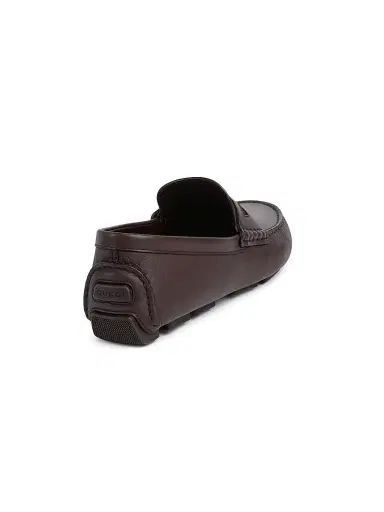 Gucci Men's Embroidered Web Leather Driving Loafers | Thumbnail 3