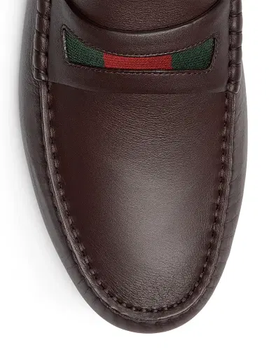 Gucci Men's Embroidered Web Leather Driving Loafers | Thumbnail 5