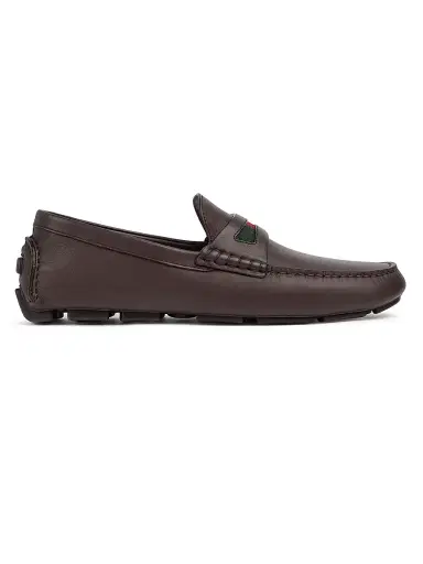 Gucci Men's Embroidered Web Leather Driving Loafers | Thumbnail 1