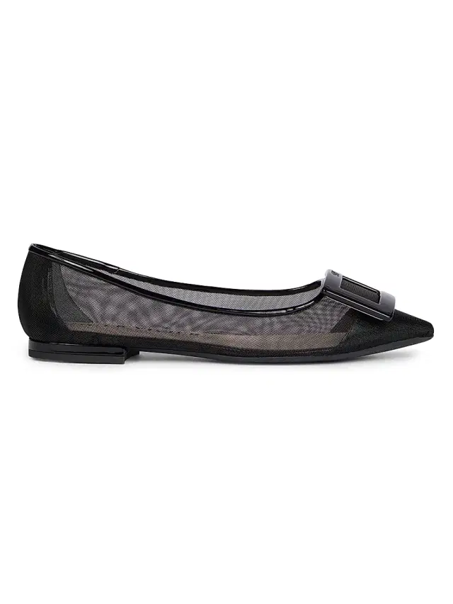 Roger Vivier Women's Gommettine Net Ballerina Flats - Nero