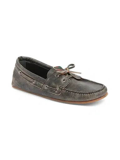Gucci Men's Web Distressed Leather Boat Shoes | Thumbnail 2 Gucci Men's Web Distressed Leather Boat Shoes | Thumbnail 2
