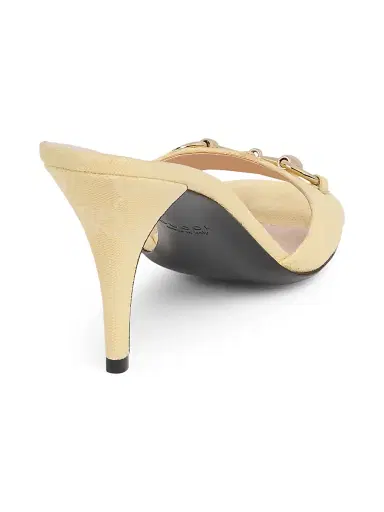 Gucci Women's Erin 85MM GG Canvas Horsebit Sandals - Maize | Thumbnail 3 Gucci Women's Erin 85MM GG Canvas Horsebit Sandals - Maize | Thumbnail 3