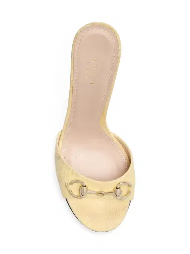 Gucci Women's Erin 85MM GG Canvas Horsebit Sandals - Maize | Thumbnail 4 Gucci Women's Erin 85MM GG Canvas Horsebit Sandals - Maize | Thumbnail 4