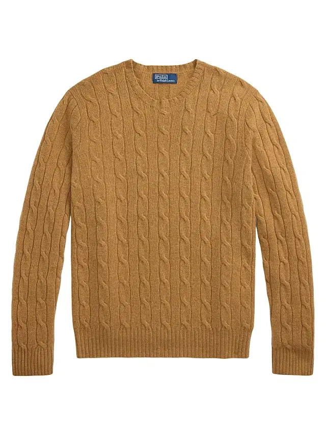 Polo Ralph Lauren Men's Cashmere Cable-Knit Sweater - Brown Sugar Melange