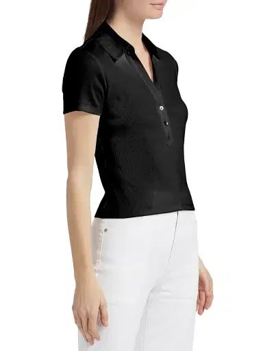 Veronica Beard Women's Kearney Polo T-Shirt | Thumbnail 4 Veronica Beard Women's Kearney Polo T-Shirt | Thumbnail 4
