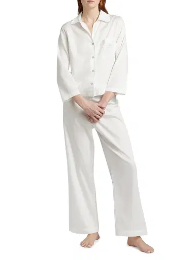 Natori Women's Essentials Embroidered Cotton Sateen Pajamas | Thumbnail 3 Natori Women's Essentials Embroidered Cotton Sateen Pajamas | Thumbnail 3