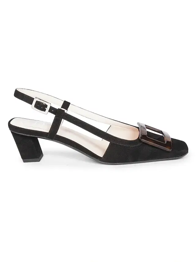 Roger Vivier Women's Belle Vivier 45mm Suede Slingback Pumps - Nero