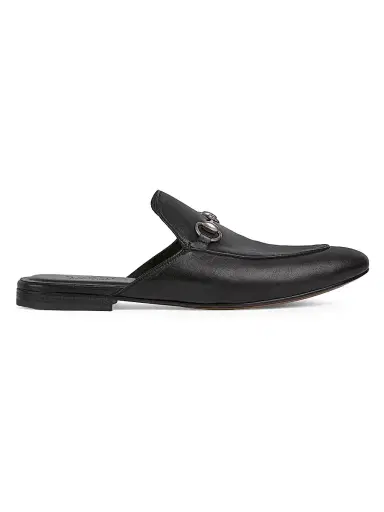 Gucci Men's Kings Flex Leather Mules - Black - Size 14 | Thumbnail 1