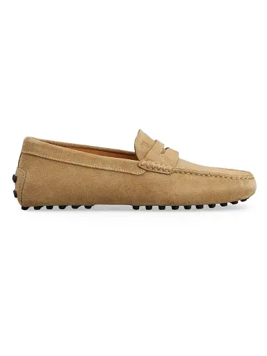 Tod's Men's Mocassino Gommino Suede Driving Loafers - Light Beige - Size 14 | Thumbnail 1 Tod's Men's Mocassino Gommino Suede Driving Loafers - Light Beige - Size 14 | Thumbnail 1