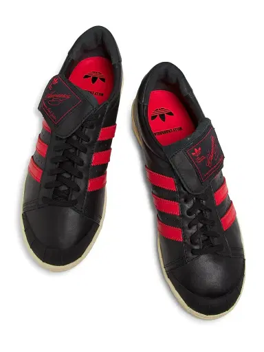 adidas Men's  X Willy Chavarria Jabbar Low-Top Leather Sneakers - Black Red | Thumbnail 4