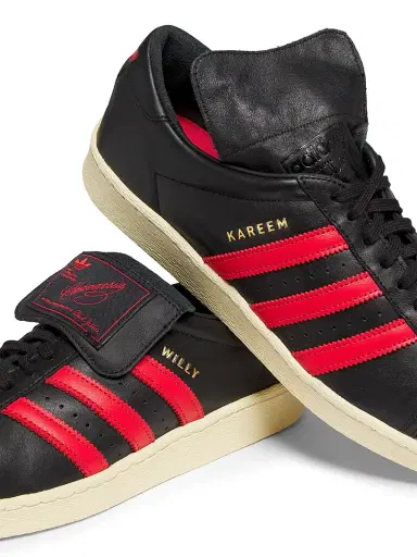 adidas Men's  X Willy Chavarria Jabbar Low-Top Leather Sneakers - Black Red | Thumbnail 5