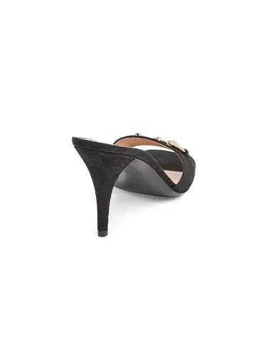 Gucci Women's Erin 85MM GG Canvas Horsebit Sandals - Black - Size 9 | Thumbnail 3