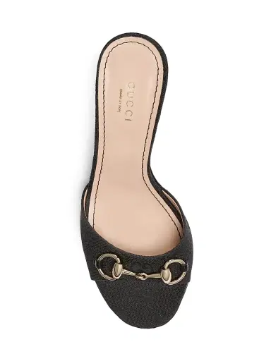 Gucci Women's Erin 85MM GG Canvas Horsebit Sandals - Black - Size 9 | Thumbnail 4