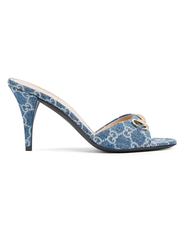 Women's Erin 5MM GG Canvas Horsebit Sandals - Medium Blue