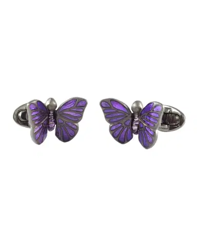 Jan Leslie Enamel Butterfly Cufflinks, Purple | Thumbnail 1