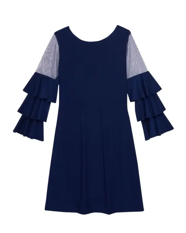 Un Deux Trois Girl 's Tiered Sleeve Sheath Dress, Size 7-16