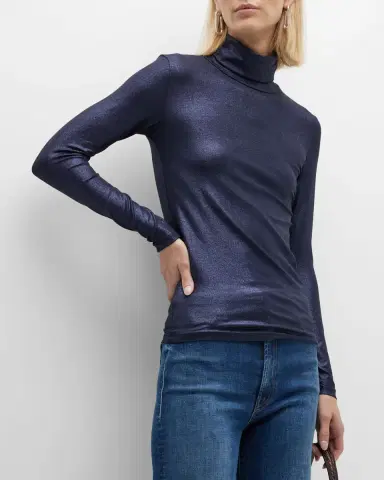 MAJESTIC FILATURES Metallic Long-Sleeve Turtleneck Top | Thumbnail 2