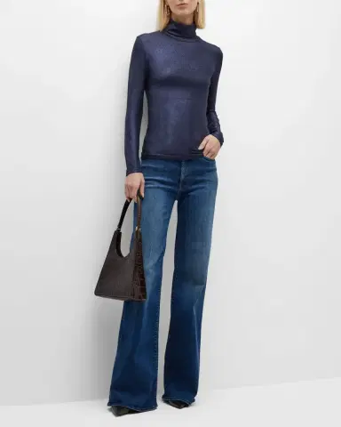 MAJESTIC FILATURES Metallic Long-Sleeve Turtleneck Top | Thumbnail 3