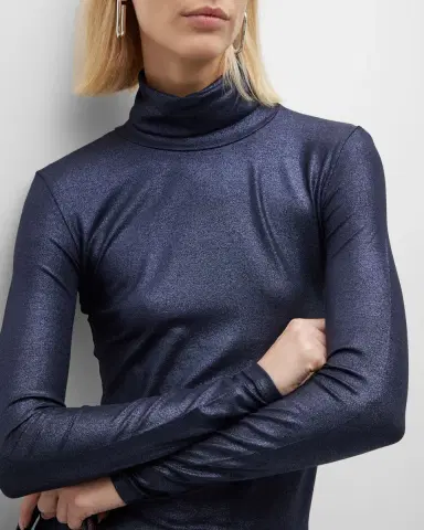 MAJESTIC FILATURES Metallic Long-Sleeve Turtleneck Top | Thumbnail 7