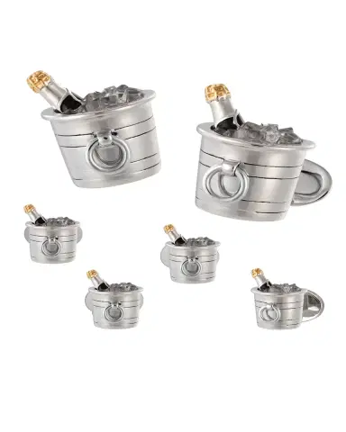Jan Leslie Men 's Champagne Bucket Cufflink Stud Set | Thumbnail 2