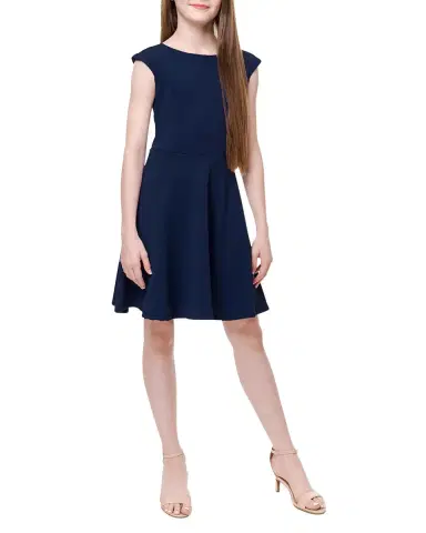 Un Deux Trois Girl's Textured Cap Sleeve Dress | Thumbnail 3