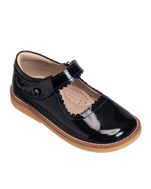 Elephantito Girl 's Scalloped Leather Mary Jane