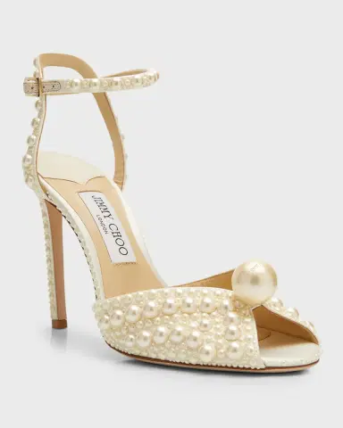 Jimmy Choo Sacora Faux Pearl Sandals | Thumbnail 3