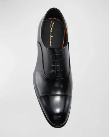 Santoni Men's Isaac Cap-Toe Leather Oxford Shoes | Thumbnail 2