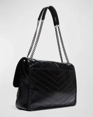 Saint Laurent Niki Large Flap YSL Shoulder Bag in Crinkled Leather | Thumbnail 3 Saint Laurent Niki Large Flap YSL Shoulder Bag in Crinkled Leather | Thumbnail 3