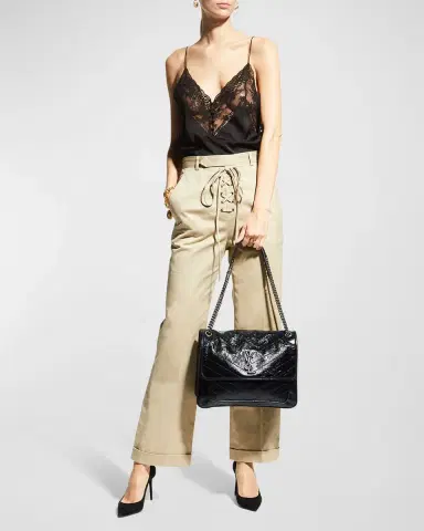 Saint Laurent Niki Large Flap YSL Shoulder Bag in Crinkled Leather | Thumbnail 4 Saint Laurent Niki Large Flap YSL Shoulder Bag in Crinkled Leather | Thumbnail 4