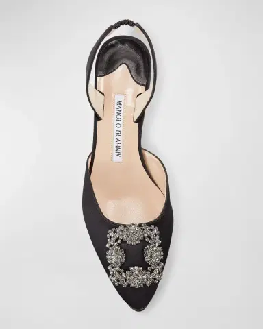 Manolo Blahnik Hangisi Kitten-Heel Satin Slingback Pumps | Thumbnail 2 Manolo Blahnik Hangisi Kitten-Heel Satin Slingback Pumps | Thumbnail 2