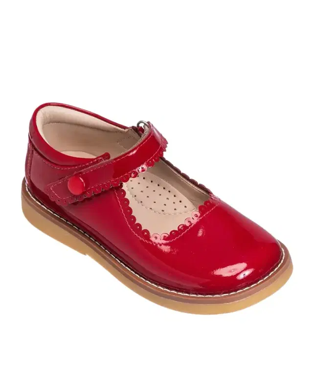 Elephantito Girl 's Scalloped Leather Mary Jane