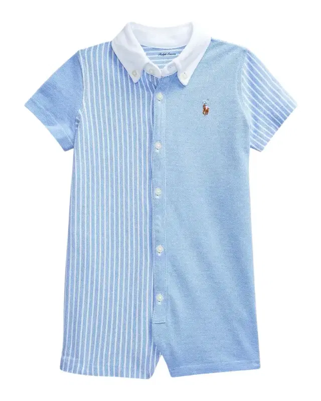 Oxford Mesh Fun One-Piece Shortalls, Size 3M-24M