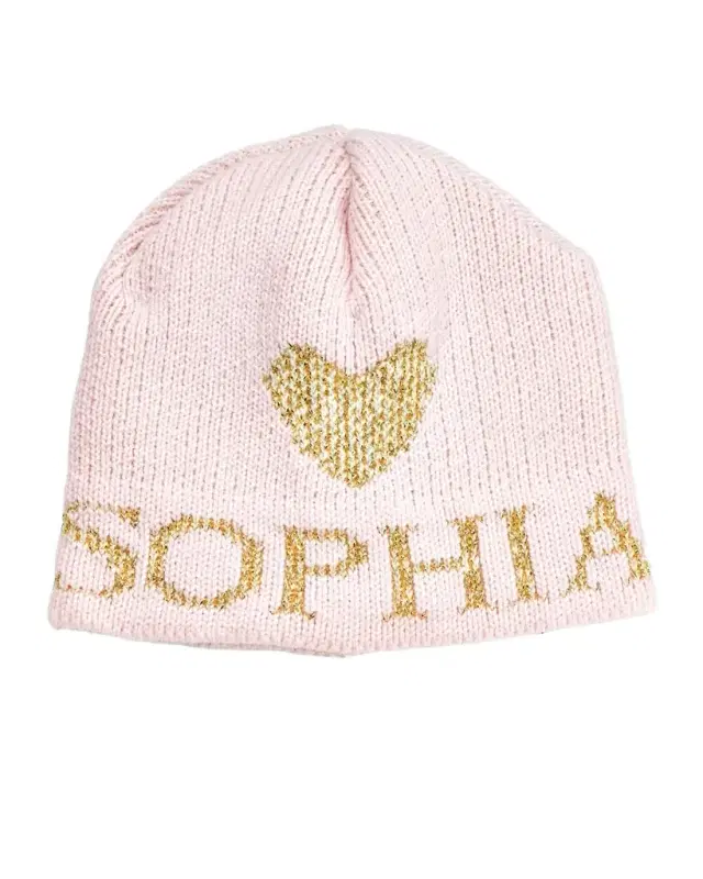 Butterscotch Blankees Kid 's Single Heart Metallic Beanie Hat