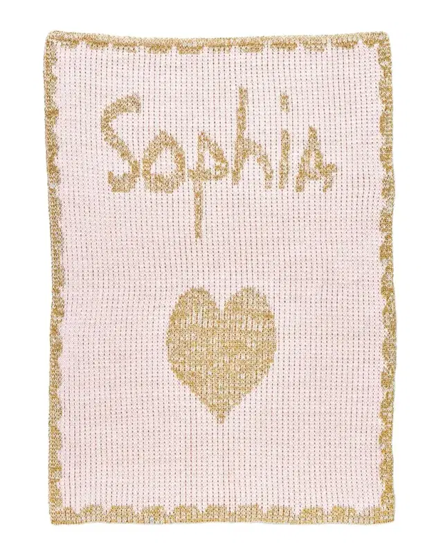 Butterscotch Blankees Single Heart Metallic Crib Blanket, Personalized