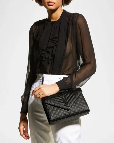 Saint Laurent Envelope Triquilt Medium YSL Shoulder Bag in Grained Leather | Thumbnail 5 Saint Laurent Envelope Triquilt Medium YSL Shoulder Bag in Grained Leather | Thumbnail 5