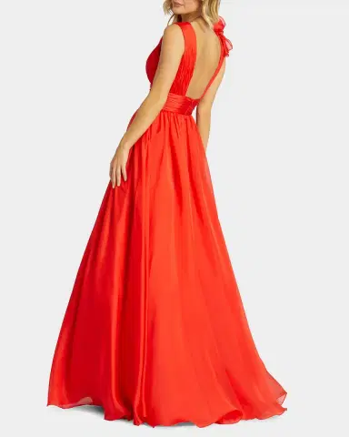 Mac Duggal Ruffle Deep V-Neck Chiffon Gown | Thumbnail 2 Mac Duggal Ruffle Deep V-Neck Chiffon Gown | Thumbnail 2